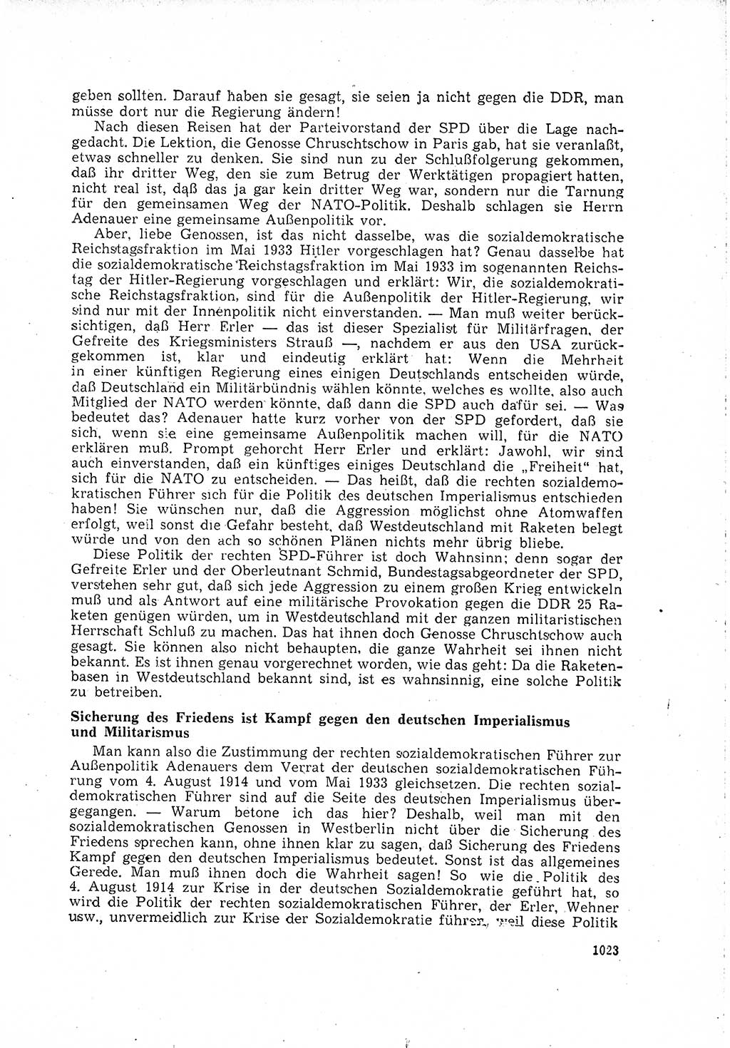 Neuer Weg (NW), Organ des Zentralkomitees (ZK) der SED (Sozialistische Einheitspartei Deutschlands) für Fragen des Parteilebens, 15. Jahrgang [Deutsche Demokratische Republik (DDR)] 1960, Seite 1023 (NW ZK SED DDR 1960, S. 1023)