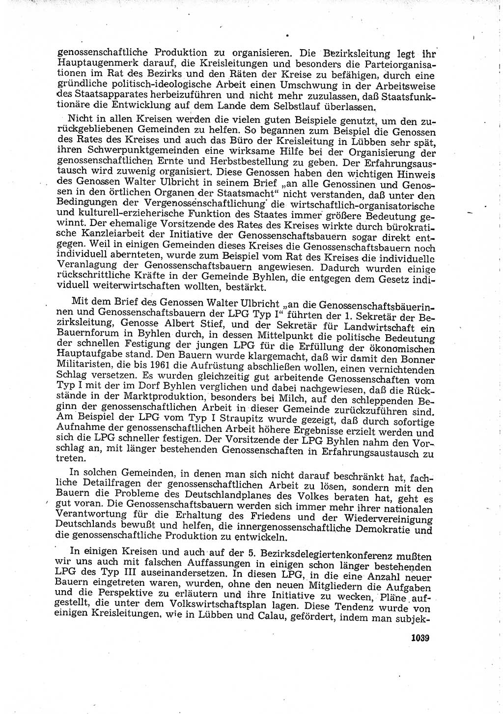 Neuer Weg (NW), Organ des Zentralkomitees (ZK) der SED (Sozialistische Einheitspartei Deutschlands) für Fragen des Parteilebens, 15. Jahrgang [Deutsche Demokratische Republik (DDR)] 1960, Seite 1039 (NW ZK SED DDR 1960, S. 1039)