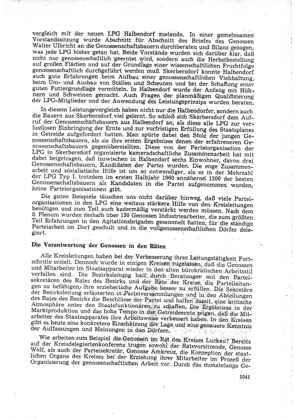 Neuer Weg (NW), Organ des Zentralkomitees (ZK) der SED (Sozialistische Einheitspartei Deutschlands) für Fragen des Parteilebens, 15. Jahrgang [Deutsche Demokratische Republik (DDR)] 1960, Seite 1041 (NW ZK SED DDR 1960, S. 1041)