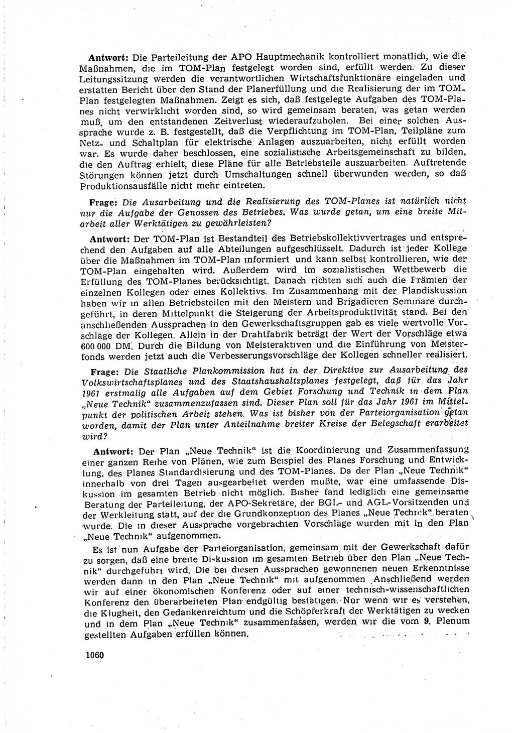 Neuer Weg (NW), Organ des Zentralkomitees (ZK) der SED (Sozialistische Einheitspartei Deutschlands) für Fragen des Parteilebens, 15. Jahrgang [Deutsche Demokratische Republik (DDR)] 1960, Seite 1060 (NW ZK SED DDR 1960, S. 1060)