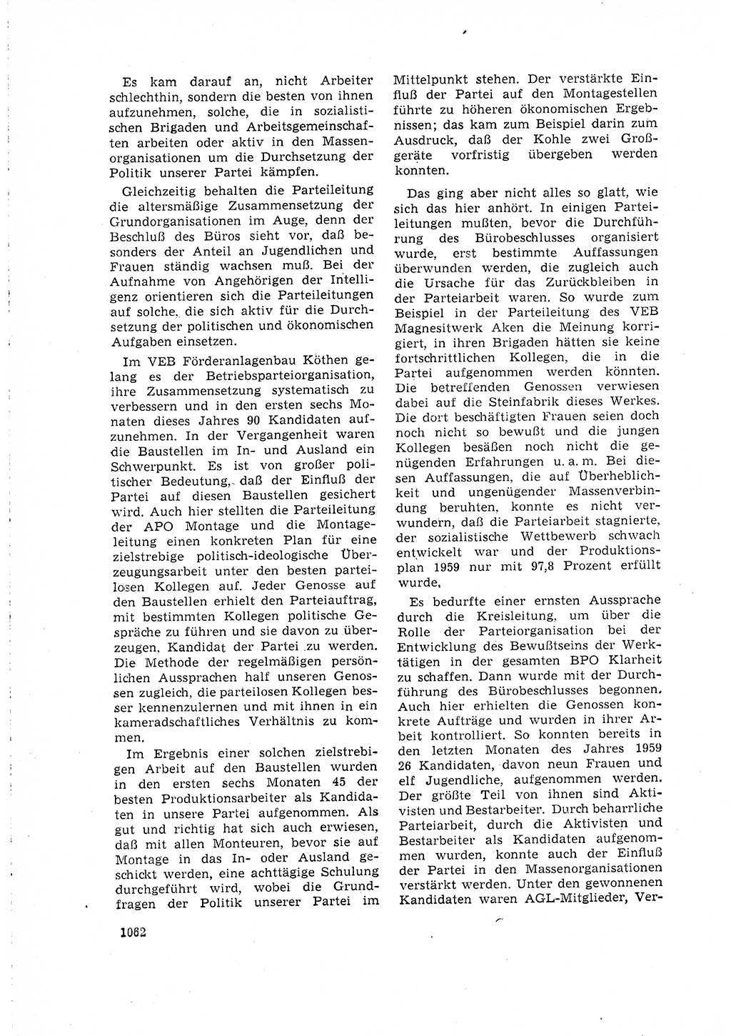 Neuer Weg (NW), Organ des Zentralkomitees (ZK) der SED (Sozialistische Einheitspartei Deutschlands) für Fragen des Parteilebens, 15. Jahrgang [Deutsche Demokratische Republik (DDR)] 1960, Seite 1062 (NW ZK SED DDR 1960, S. 1062)