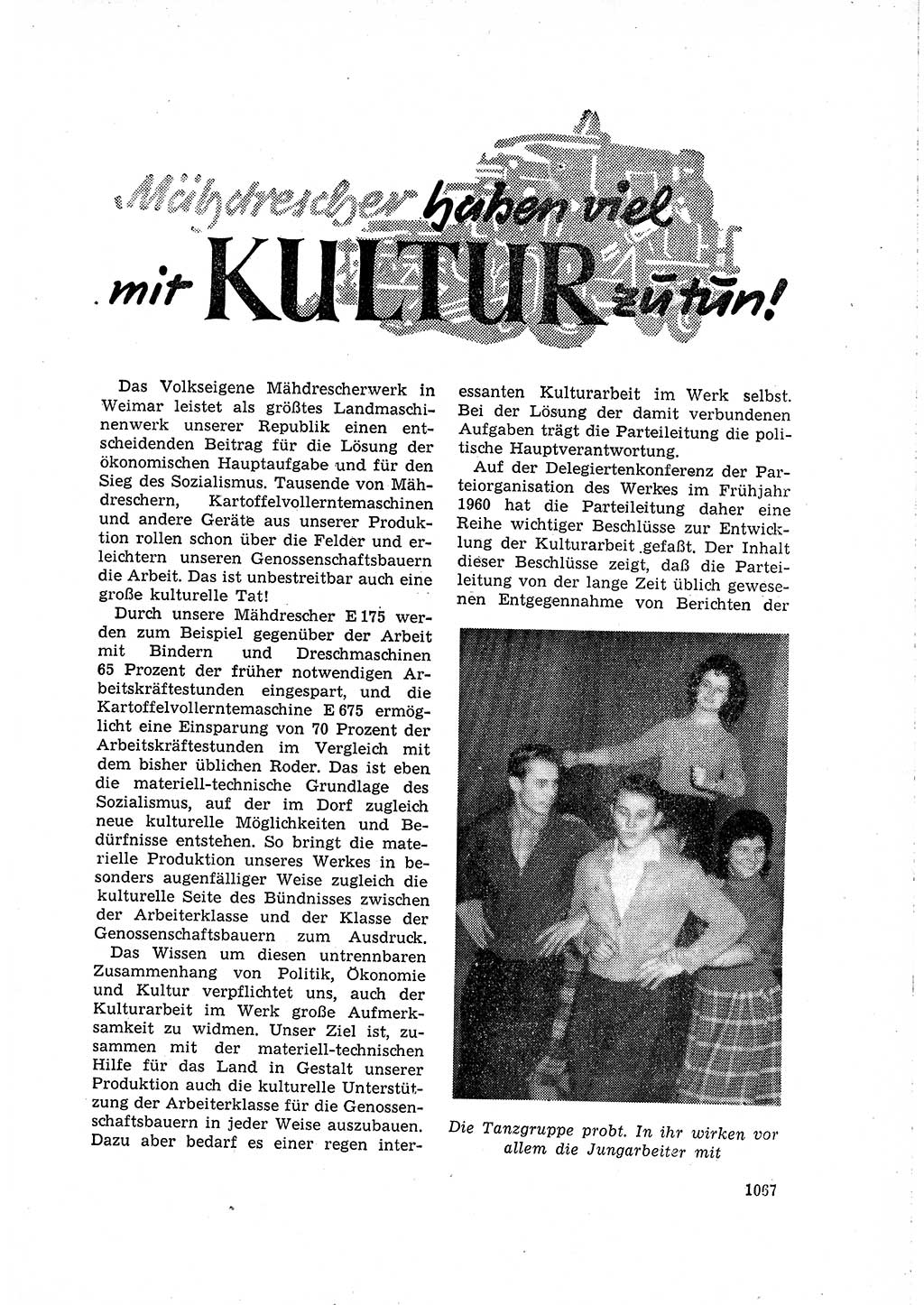 Neuer Weg (NW), Organ des Zentralkomitees (ZK) der SED (Sozialistische Einheitspartei Deutschlands) für Fragen des Parteilebens, 15. Jahrgang [Deutsche Demokratische Republik (DDR)] 1960, Seite 1067 (NW ZK SED DDR 1960, S. 1067)