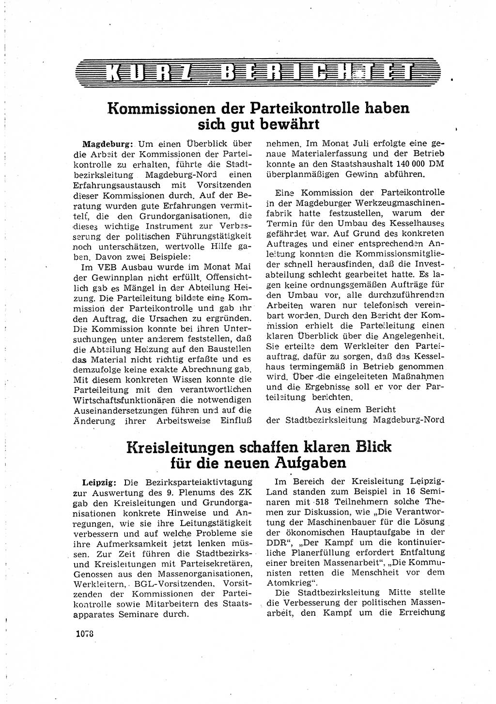 Neuer Weg (NW), Organ des Zentralkomitees (ZK) der SED (Sozialistische Einheitspartei Deutschlands) für Fragen des Parteilebens, 15. Jahrgang [Deutsche Demokratische Republik (DDR)] 1960, Seite 1078 (NW ZK SED DDR 1960, S. 1078)