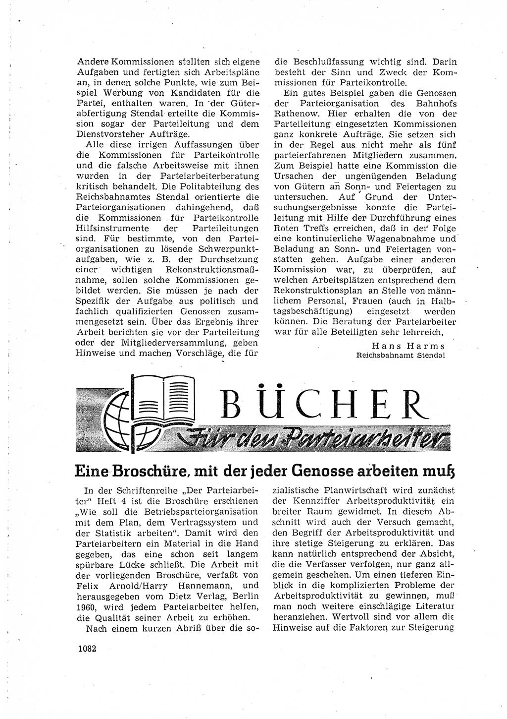 Neuer Weg (NW), Organ des Zentralkomitees (ZK) der SED (Sozialistische Einheitspartei Deutschlands) für Fragen des Parteilebens, 15. Jahrgang [Deutsche Demokratische Republik (DDR)] 1960, Seite 1082 (NW ZK SED DDR 1960, S. 1082)