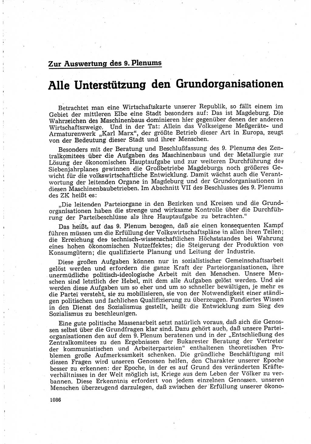 Neuer Weg (NW), Organ des Zentralkomitees (ZK) der SED (Sozialistische Einheitspartei Deutschlands) für Fragen des Parteilebens, 15. Jahrgang [Deutsche Demokratische Republik (DDR)] 1960, Seite 1086 (NW ZK SED DDR 1960, S. 1086)