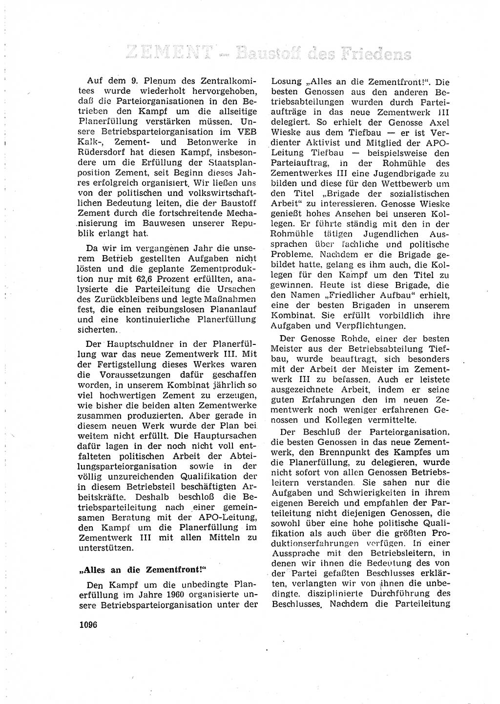 Neuer Weg (NW), Organ des Zentralkomitees (ZK) der SED (Sozialistische Einheitspartei Deutschlands) für Fragen des Parteilebens, 15. Jahrgang [Deutsche Demokratische Republik (DDR)] 1960, Seite 1096 (NW ZK SED DDR 1960, S. 1096)