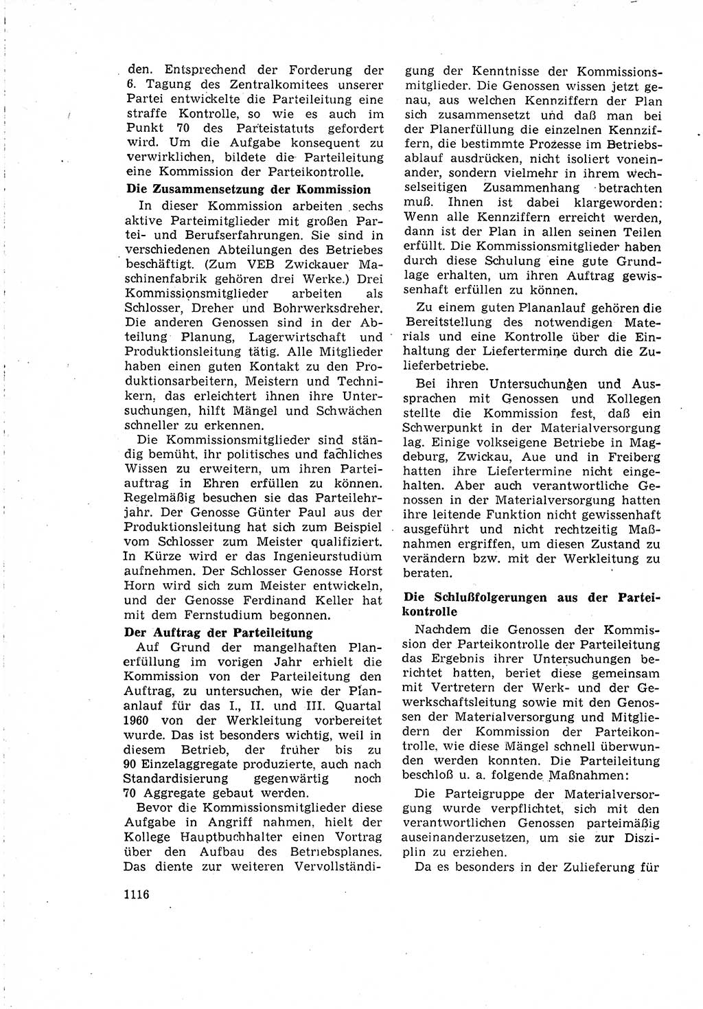 Neuer Weg (NW), Organ des Zentralkomitees (ZK) der SED (Sozialistische Einheitspartei Deutschlands) für Fragen des Parteilebens, 15. Jahrgang [Deutsche Demokratische Republik (DDR)] 1960, Seite 1116 (NW ZK SED DDR 1960, S. 1116)