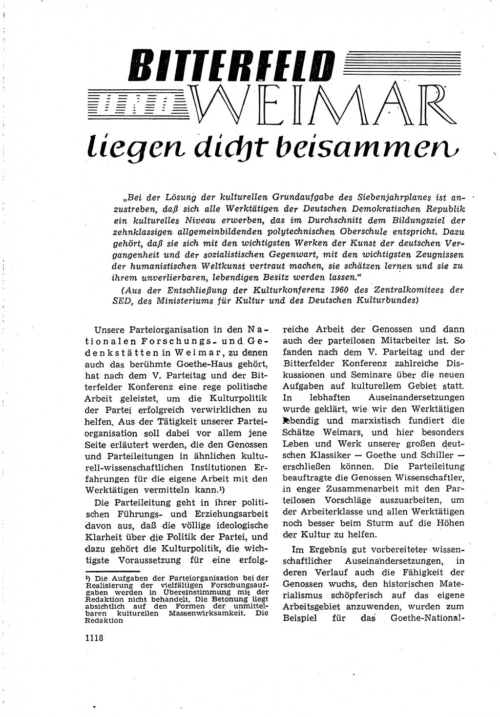 Neuer Weg (NW), Organ des Zentralkomitees (ZK) der SED (Sozialistische Einheitspartei Deutschlands) für Fragen des Parteilebens, 15. Jahrgang [Deutsche Demokratische Republik (DDR)] 1960, Seite 1118 (NW ZK SED DDR 1960, S. 1118)