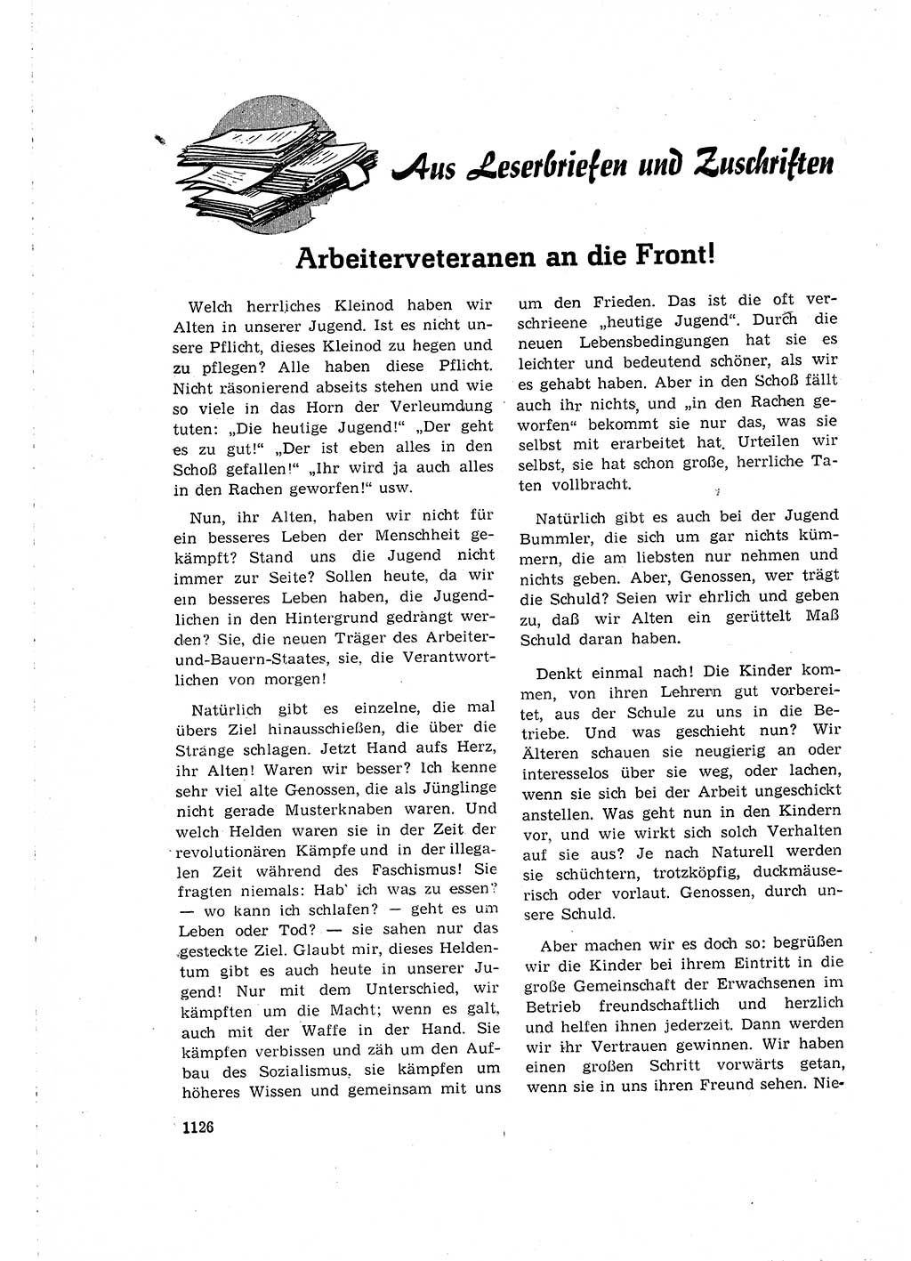 Neuer Weg (NW), Organ des Zentralkomitees (ZK) der SED (Sozialistische Einheitspartei Deutschlands) für Fragen des Parteilebens, 15. Jahrgang [Deutsche Demokratische Republik (DDR)] 1960, Seite 1126 (NW ZK SED DDR 1960, S. 1126)