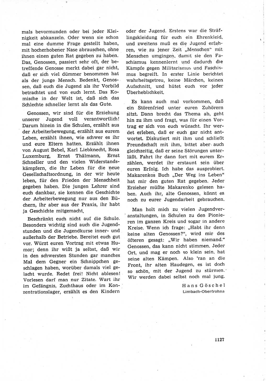 Neuer Weg (NW), Organ des Zentralkomitees (ZK) der SED (Sozialistische Einheitspartei Deutschlands) für Fragen des Parteilebens, 15. Jahrgang [Deutsche Demokratische Republik (DDR)] 1960, Seite 1127 (NW ZK SED DDR 1960, S. 1127)