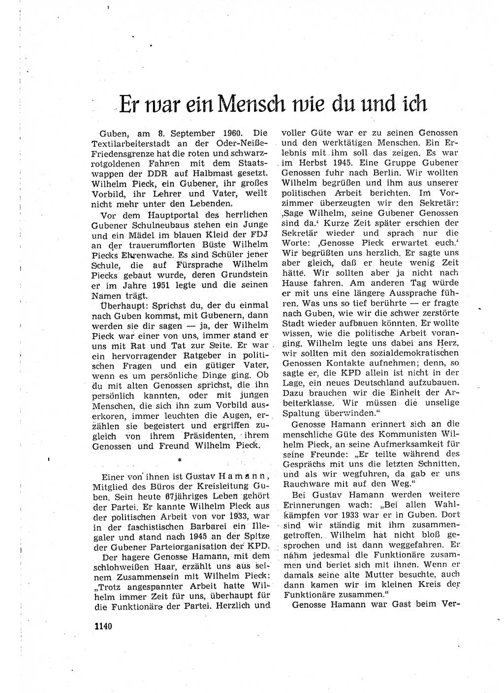 Neuer Weg (NW), Organ des Zentralkomitees (ZK) der SED (Sozialistische Einheitspartei Deutschlands) für Fragen des Parteilebens, 15. Jahrgang [Deutsche Demokratische Republik (DDR)] 1960, Seite 1140 (NW ZK SED DDR 1960, S. 1140)