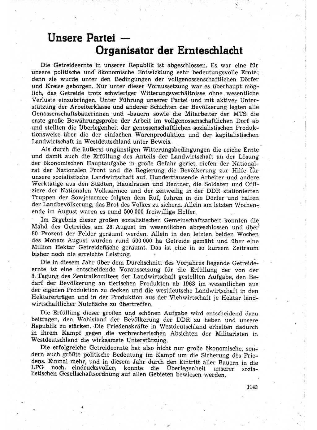 Neuer Weg (NW), Organ des Zentralkomitees (ZK) der SED (Sozialistische Einheitspartei Deutschlands) für Fragen des Parteilebens, 15. Jahrgang [Deutsche Demokratische Republik (DDR)] 1960, Seite 1143 (NW ZK SED DDR 1960, S. 1143)