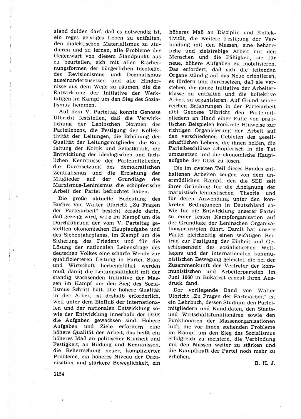 Neuer Weg (NW), Organ des Zentralkomitees (ZK) der SED (Sozialistische Einheitspartei Deutschlands) für Fragen des Parteilebens, 15. Jahrgang [Deutsche Demokratische Republik (DDR)] 1960, Seite 1154 (NW ZK SED DDR 1960, S. 1154)