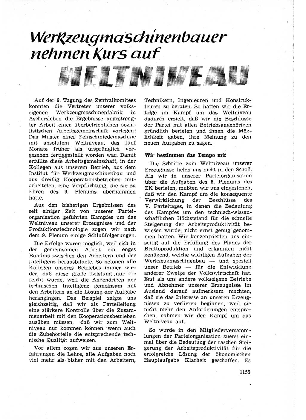 Neuer Weg (NW), Organ des Zentralkomitees (ZK) der SED (Sozialistische Einheitspartei Deutschlands) für Fragen des Parteilebens, 15. Jahrgang [Deutsche Demokratische Republik (DDR)] 1960, Seite 1155 (NW ZK SED DDR 1960, S. 1155)
