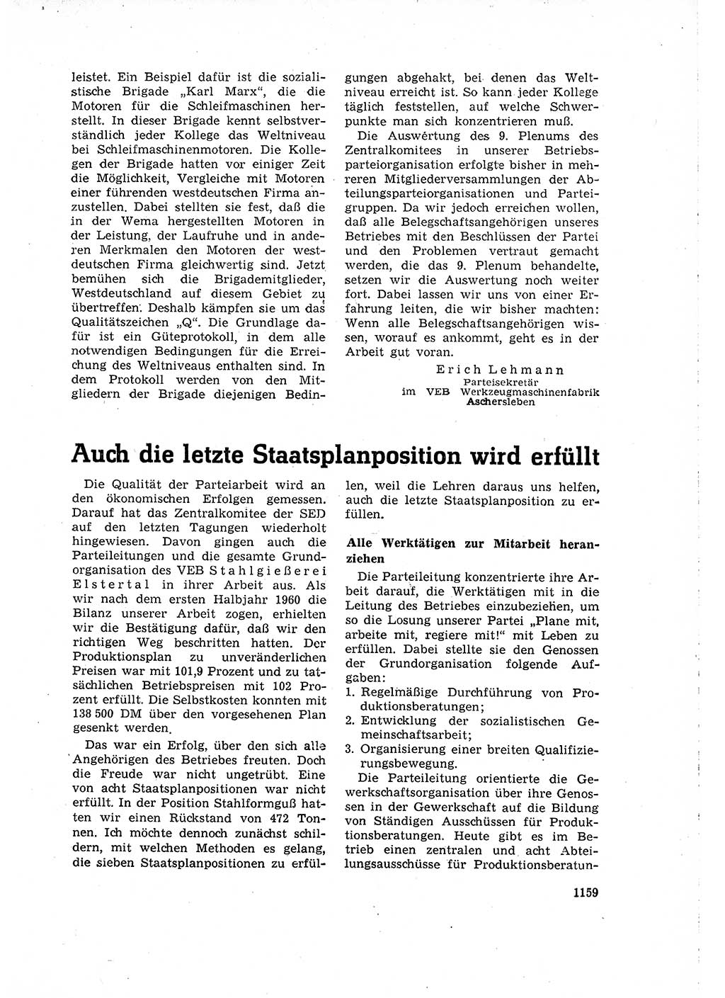 Neuer Weg (NW), Organ des Zentralkomitees (ZK) der SED (Sozialistische Einheitspartei Deutschlands) für Fragen des Parteilebens, 15. Jahrgang [Deutsche Demokratische Republik (DDR)] 1960, Seite 1159 (NW ZK SED DDR 1960, S. 1159)