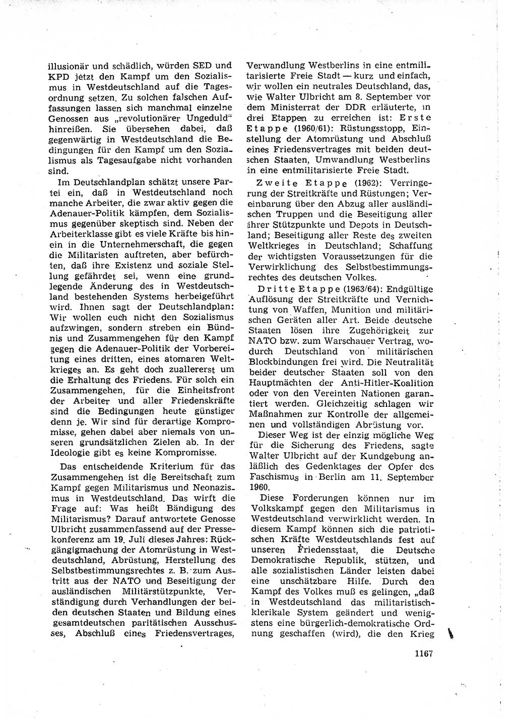 Neuer Weg (NW), Organ des Zentralkomitees (ZK) der SED (Sozialistische Einheitspartei Deutschlands) für Fragen des Parteilebens, 15. Jahrgang [Deutsche Demokratische Republik (DDR)] 1960, Seite 1167 (NW ZK SED DDR 1960, S. 1167)