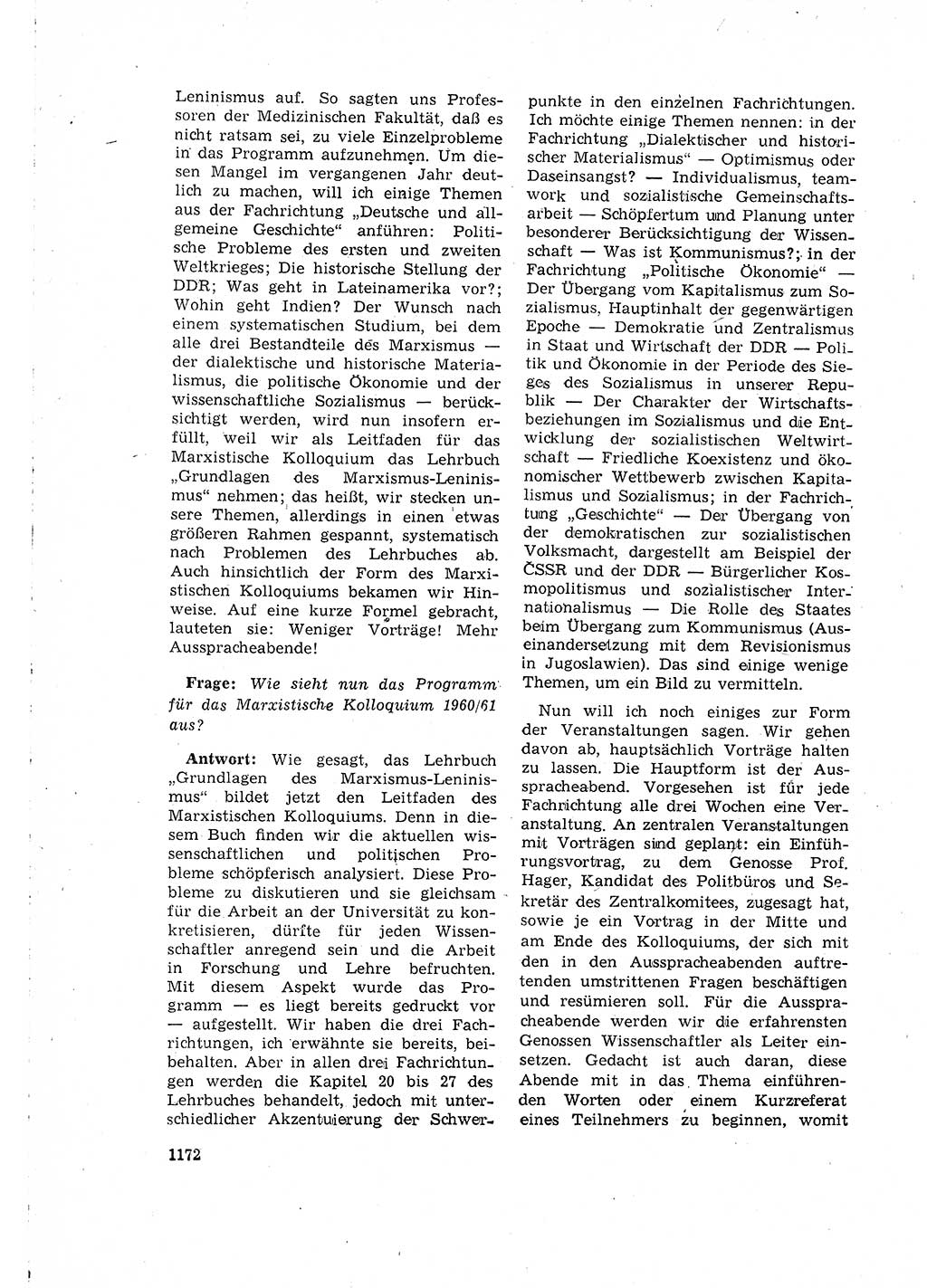 Neuer Weg (NW), Organ des Zentralkomitees (ZK) der SED (Sozialistische Einheitspartei Deutschlands) für Fragen des Parteilebens, 15. Jahrgang [Deutsche Demokratische Republik (DDR)] 1960, Seite 1172 (NW ZK SED DDR 1960, S. 1172)