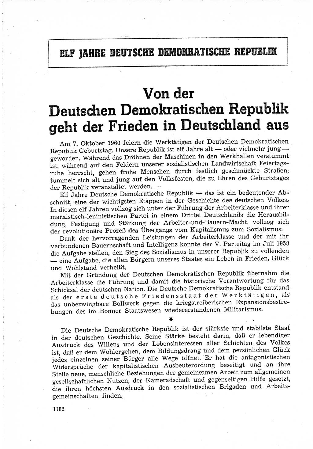 Neuer Weg (NW), Organ des Zentralkomitees (ZK) der SED (Sozialistische Einheitspartei Deutschlands) für Fragen des Parteilebens, 15. Jahrgang [Deutsche Demokratische Republik (DDR)] 1960, Seite 1182 (NW ZK SED DDR 1960, S. 1182)