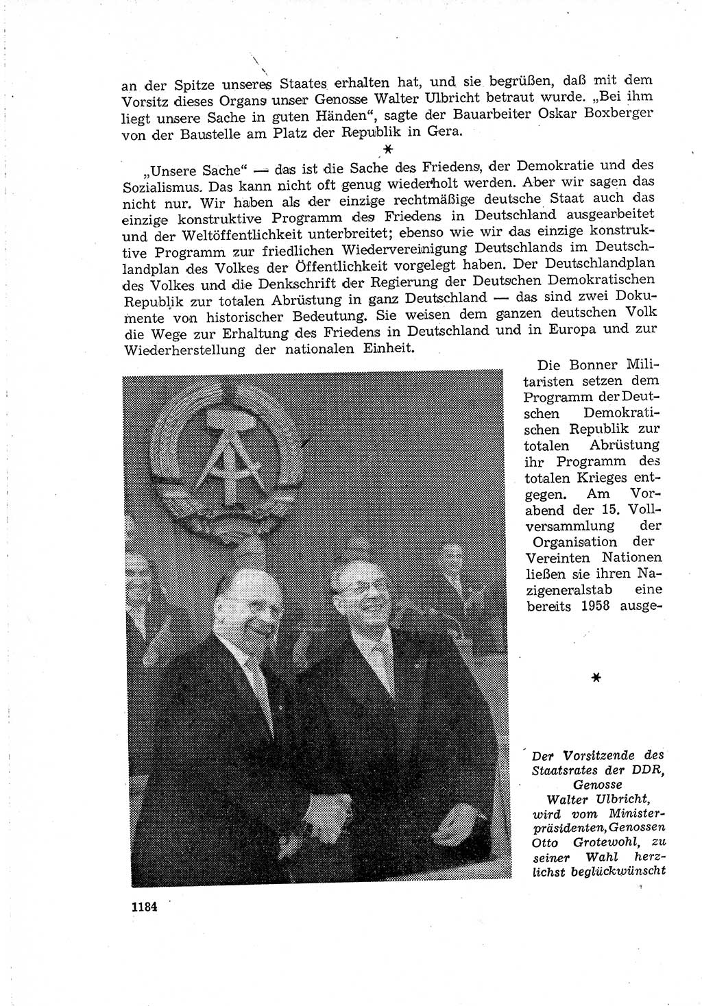 Neuer Weg (NW), Organ des Zentralkomitees (ZK) der SED (Sozialistische Einheitspartei Deutschlands) für Fragen des Parteilebens, 15. Jahrgang [Deutsche Demokratische Republik (DDR)] 1960, Seite 1184 (NW ZK SED DDR 1960, S. 1184)
