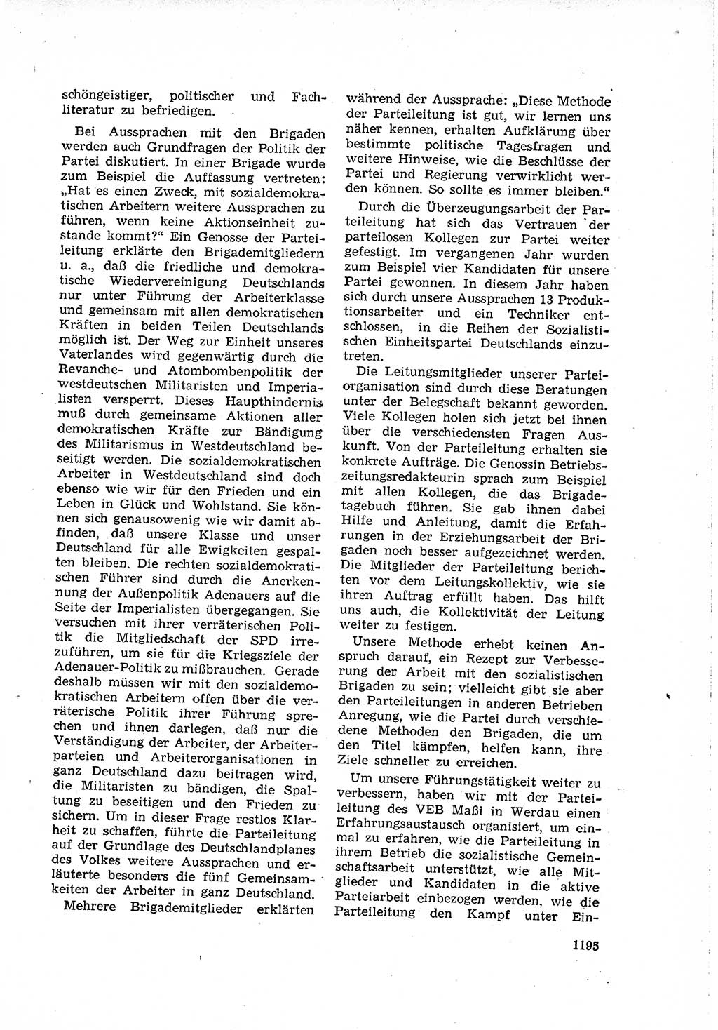 Neuer Weg (NW), Organ des Zentralkomitees (ZK) der SED (Sozialistische Einheitspartei Deutschlands) für Fragen des Parteilebens, 15. Jahrgang [Deutsche Demokratische Republik (DDR)] 1960, Seite 1195 (NW ZK SED DDR 1960, S. 1195)