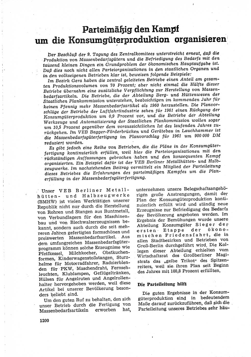 Neuer Weg (NW), Organ des Zentralkomitees (ZK) der SED (Sozialistische Einheitspartei Deutschlands) für Fragen des Parteilebens, 15. Jahrgang [Deutsche Demokratische Republik (DDR)] 1960, Seite 1200 (NW ZK SED DDR 1960, S. 1200)