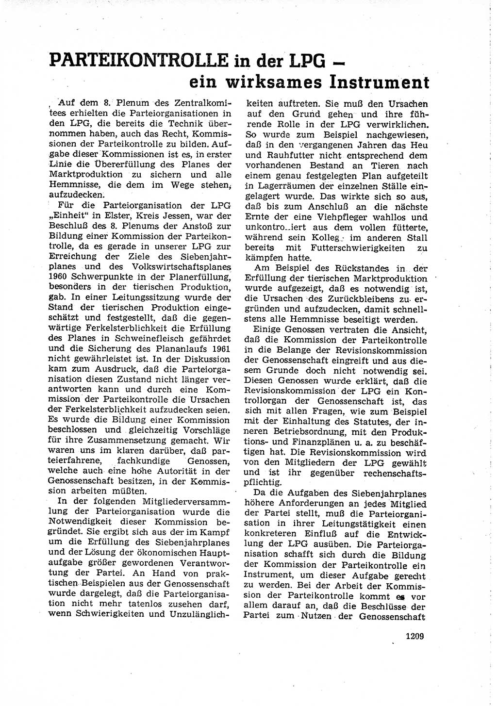 Neuer Weg (NW), Organ des Zentralkomitees (ZK) der SED (Sozialistische Einheitspartei Deutschlands) für Fragen des Parteilebens, 15. Jahrgang [Deutsche Demokratische Republik (DDR)] 1960, Seite 1209 (NW ZK SED DDR 1960, S. 1209)