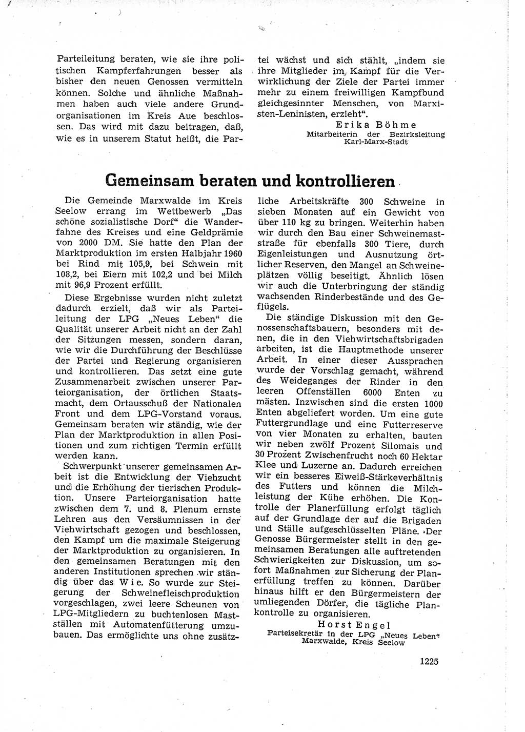 Neuer Weg (NW), Organ des Zentralkomitees (ZK) der SED (Sozialistische Einheitspartei Deutschlands) für Fragen des Parteilebens, 15. Jahrgang [Deutsche Demokratische Republik (DDR)] 1960, Seite 1225 (NW ZK SED DDR 1960, S. 1225)