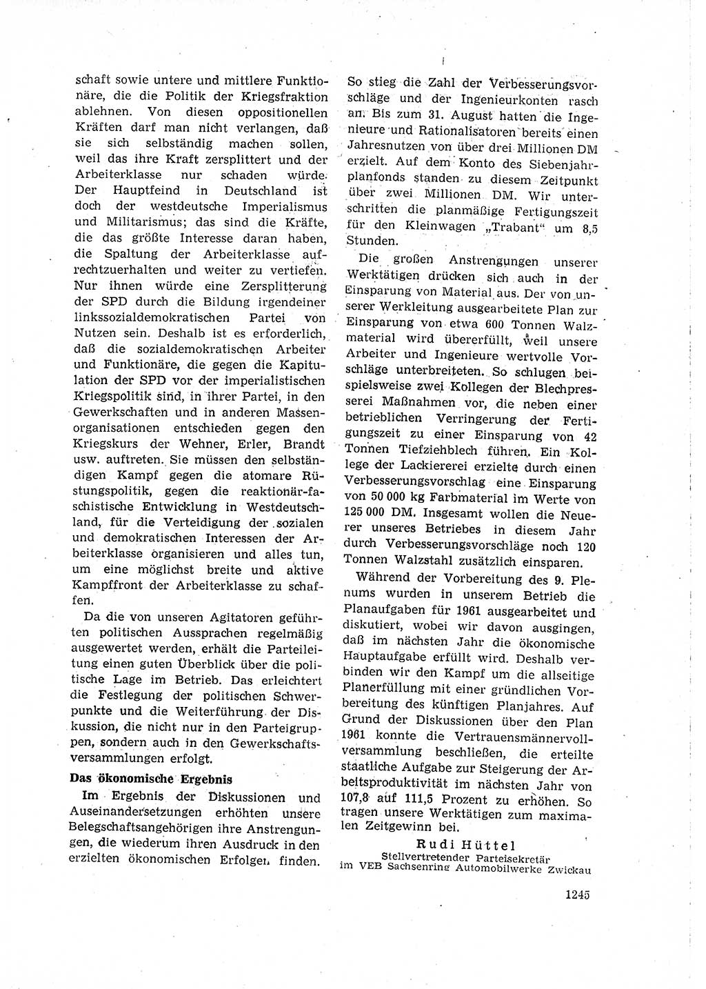 Neuer Weg (NW), Organ des Zentralkomitees (ZK) der SED (Sozialistische Einheitspartei Deutschlands) für Fragen des Parteilebens, 15. Jahrgang [Deutsche Demokratische Republik (DDR)] 1960, Seite 1245 (NW ZK SED DDR 1960, S. 1245)