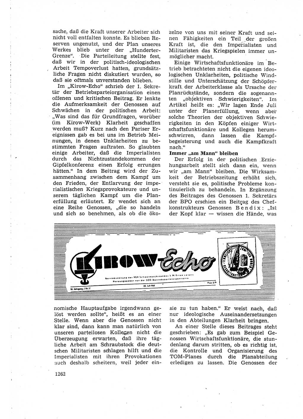 Neuer Weg (NW), Organ des Zentralkomitees (ZK) der SED (Sozialistische Einheitspartei Deutschlands) für Fragen des Parteilebens, 15. Jahrgang [Deutsche Demokratische Republik (DDR)] 1960, Seite 1262 (NW ZK SED DDR 1960, S. 1262)