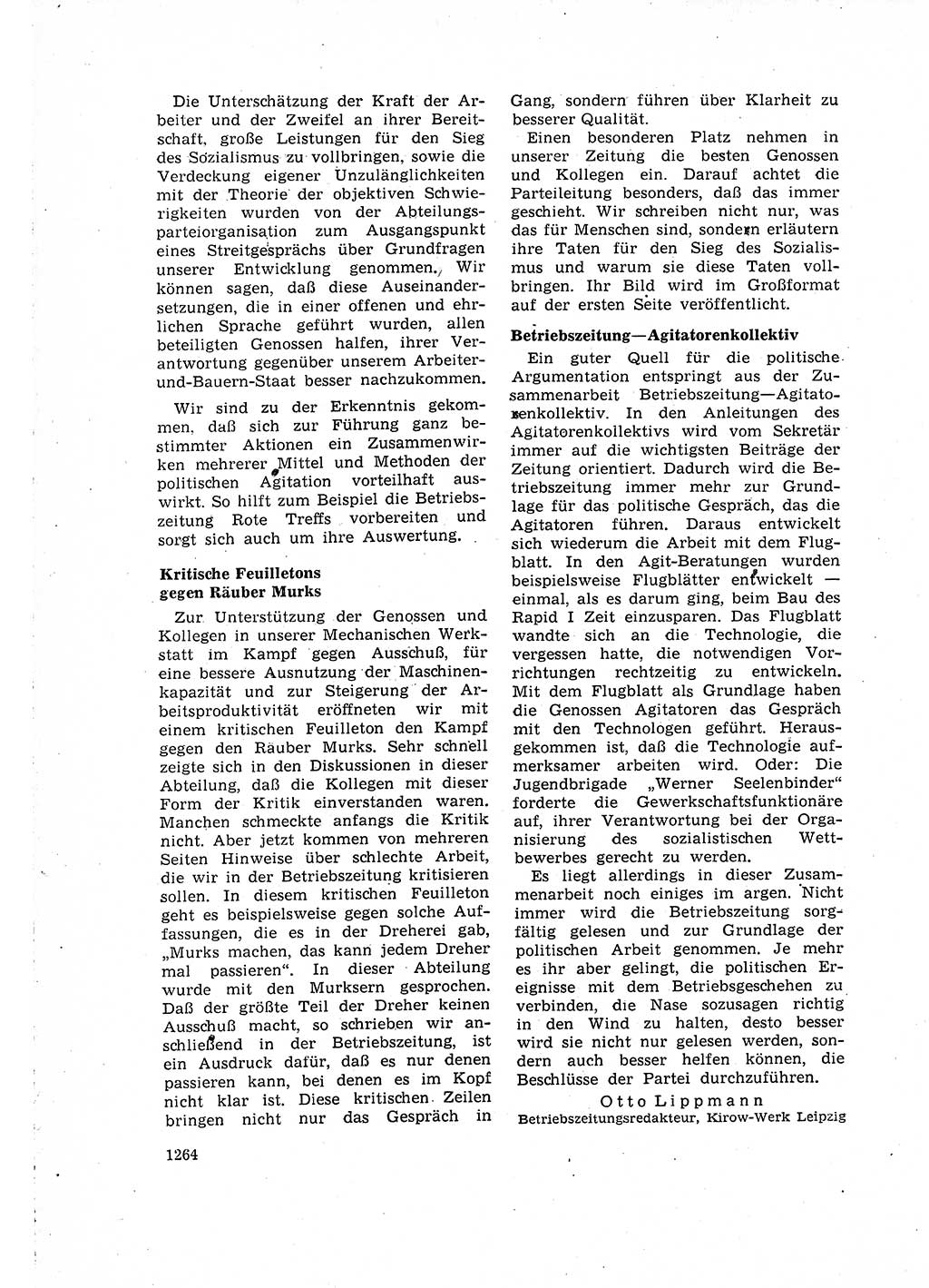 Neuer Weg (NW), Organ des Zentralkomitees (ZK) der SED (Sozialistische Einheitspartei Deutschlands) für Fragen des Parteilebens, 15. Jahrgang [Deutsche Demokratische Republik (DDR)] 1960, Seite 1264 (NW ZK SED DDR 1960, S. 1264)