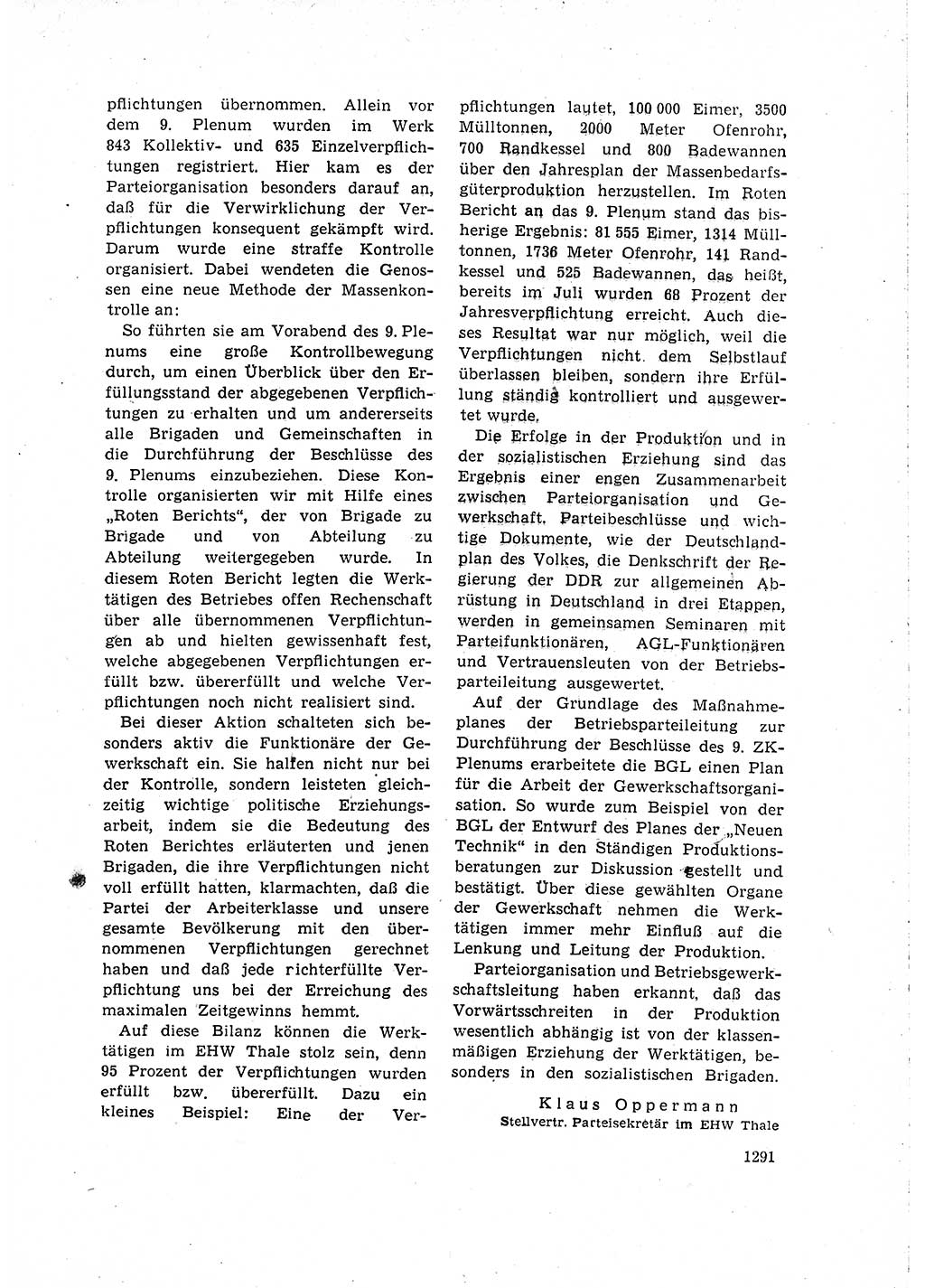 Neuer Weg (NW), Organ des Zentralkomitees (ZK) der SED (Sozialistische Einheitspartei Deutschlands) für Fragen des Parteilebens, 15. Jahrgang [Deutsche Demokratische Republik (DDR)] 1960, Seite 1291 (NW ZK SED DDR 1960, S. 1291)