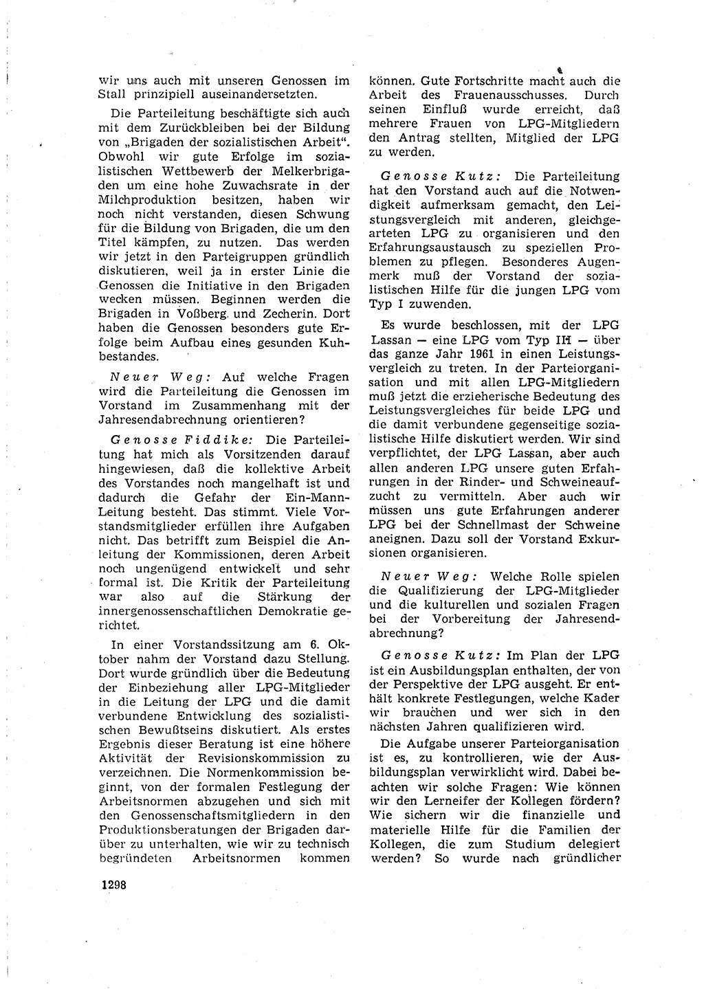 Neuer Weg (NW), Organ des Zentralkomitees (ZK) der SED (Sozialistische Einheitspartei Deutschlands) für Fragen des Parteilebens, 15. Jahrgang [Deutsche Demokratische Republik (DDR)] 1960, Seite 1298 (NW ZK SED DDR 1960, S. 1298)