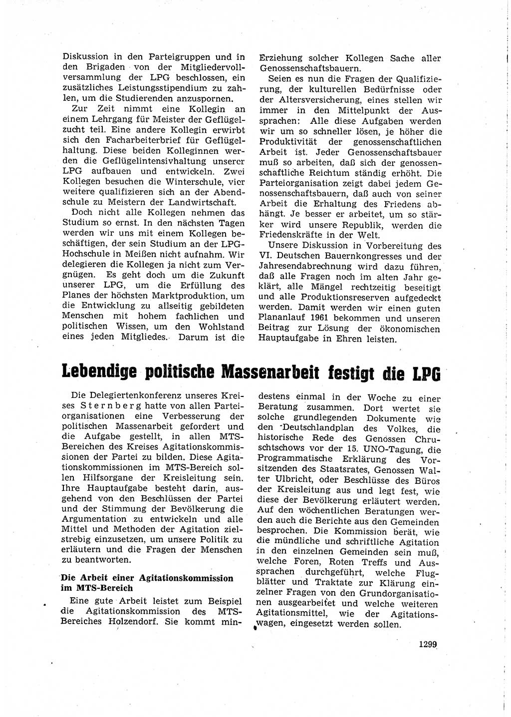 Neuer Weg (NW), Organ des Zentralkomitees (ZK) der SED (Sozialistische Einheitspartei Deutschlands) für Fragen des Parteilebens, 15. Jahrgang [Deutsche Demokratische Republik (DDR)] 1960, Seite 1299 (NW ZK SED DDR 1960, S. 1299)