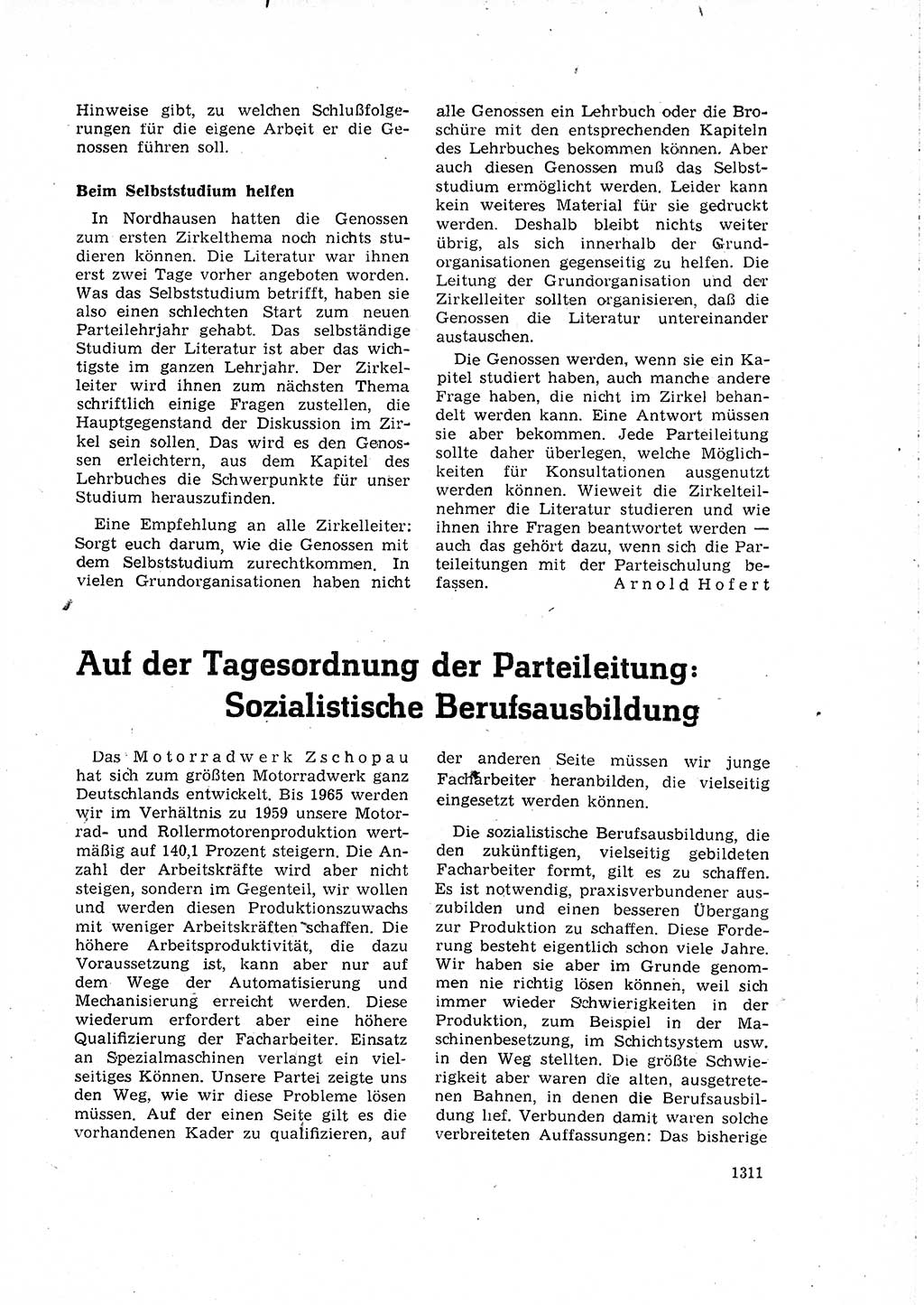 Neuer Weg (NW), Organ des Zentralkomitees (ZK) der SED (Sozialistische Einheitspartei Deutschlands) für Fragen des Parteilebens, 15. Jahrgang [Deutsche Demokratische Republik (DDR)] 1960, Seite 1311 (NW ZK SED DDR 1960, S. 1311)