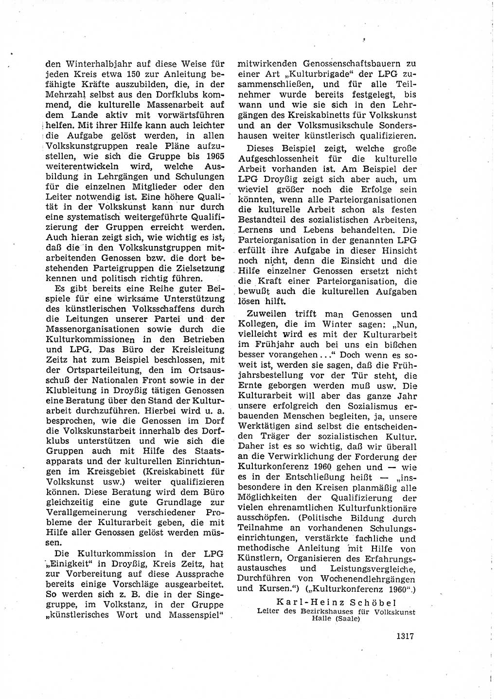 Neuer Weg (NW), Organ des Zentralkomitees (ZK) der SED (Sozialistische Einheitspartei Deutschlands) für Fragen des Parteilebens, 15. Jahrgang [Deutsche Demokratische Republik (DDR)] 1960, Seite 1317 (NW ZK SED DDR 1960, S. 1317)