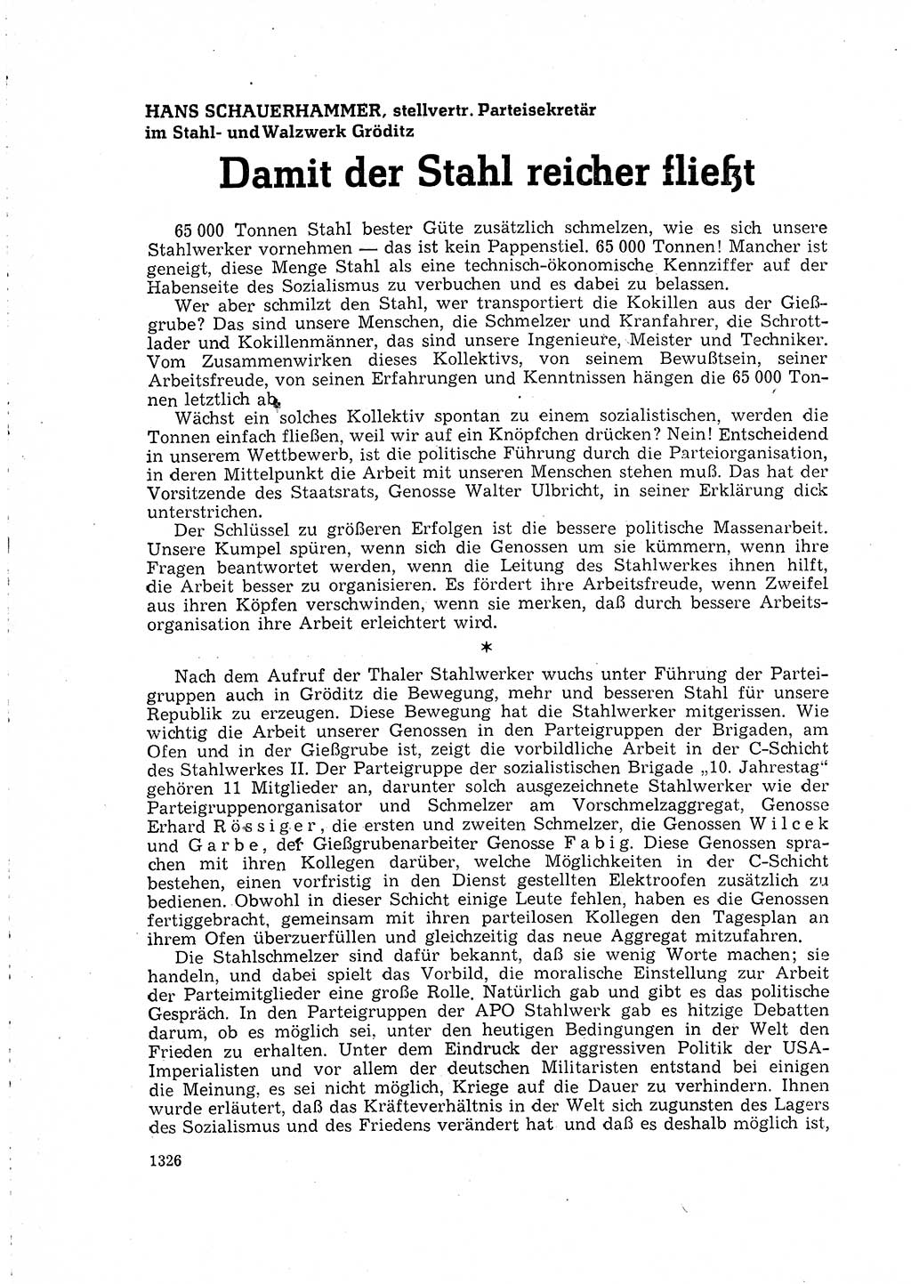 Neuer Weg (NW), Organ des Zentralkomitees (ZK) der SED (Sozialistische Einheitspartei Deutschlands) für Fragen des Parteilebens, 15. Jahrgang [Deutsche Demokratische Republik (DDR)] 1960, Seite 1326 (NW ZK SED DDR 1960, S. 1326)