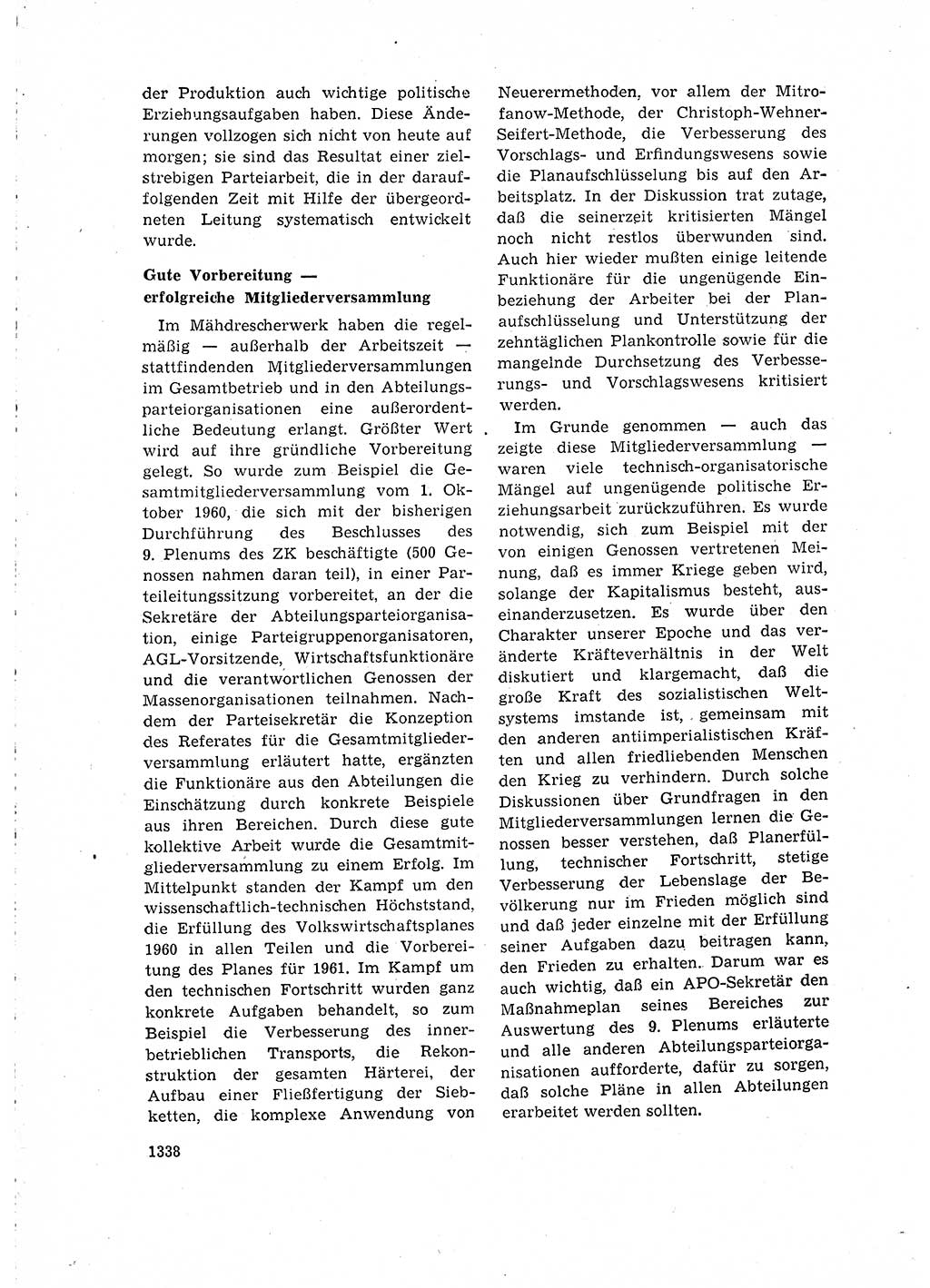 Neuer Weg (NW), Organ des Zentralkomitees (ZK) der SED (Sozialistische Einheitspartei Deutschlands) für Fragen des Parteilebens, 15. Jahrgang [Deutsche Demokratische Republik (DDR)] 1960, Seite 1338 (NW ZK SED DDR 1960, S. 1338)