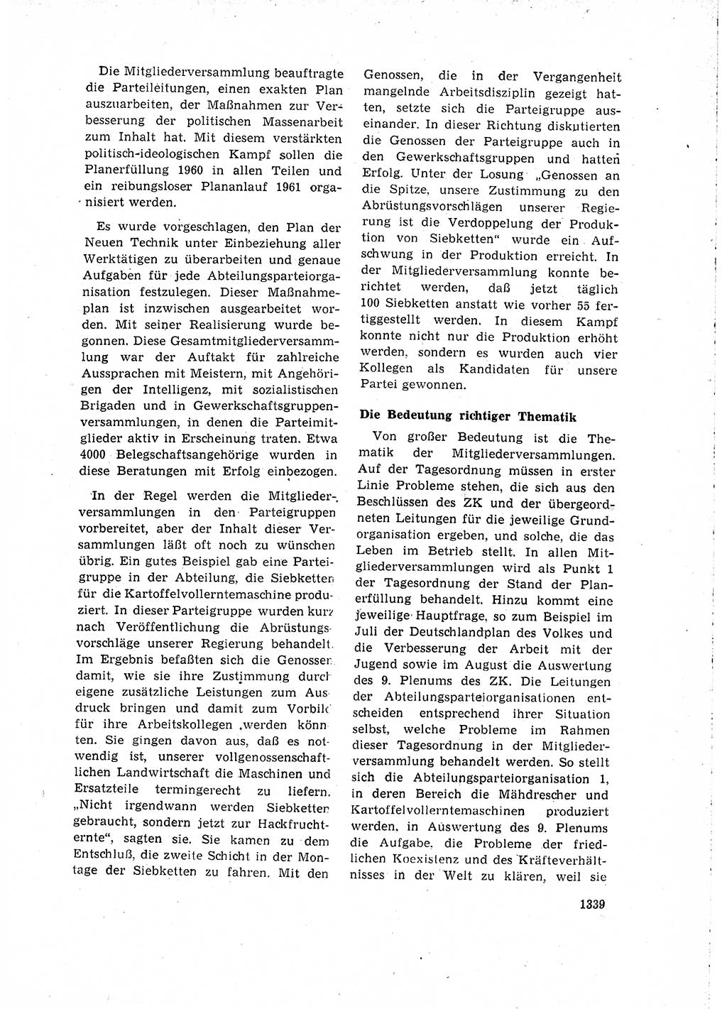 Neuer Weg (NW), Organ des Zentralkomitees (ZK) der SED (Sozialistische Einheitspartei Deutschlands) für Fragen des Parteilebens, 15. Jahrgang [Deutsche Demokratische Republik (DDR)] 1960, Seite 1339 (NW ZK SED DDR 1960, S. 1339)
