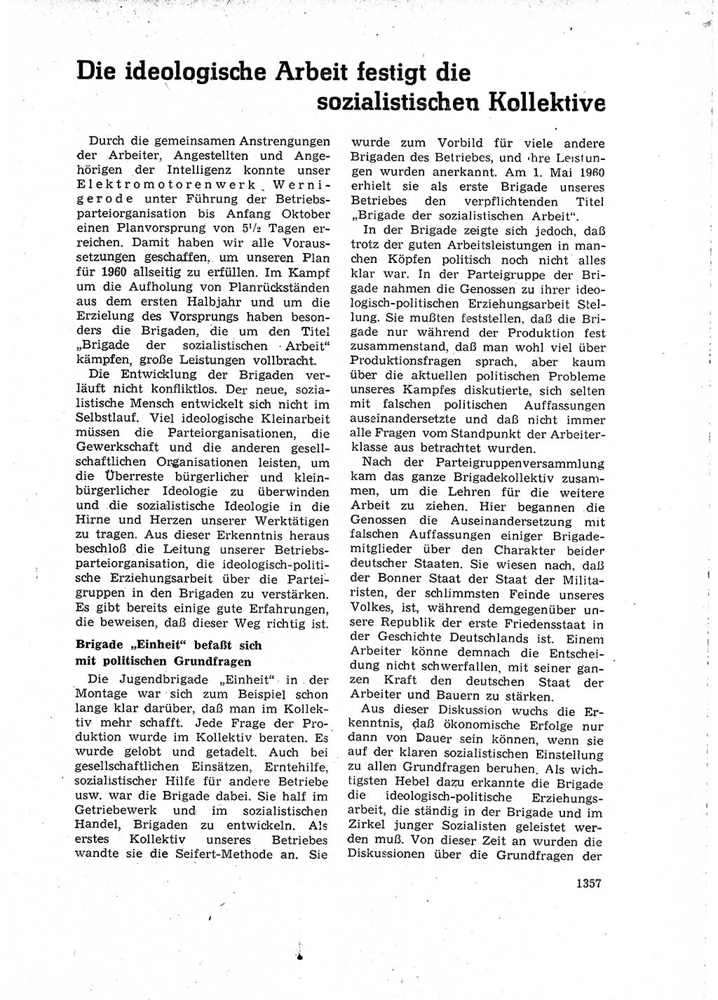 Neuer Weg (NW), Organ des Zentralkomitees (ZK) der SED (Sozialistische Einheitspartei Deutschlands) für Fragen des Parteilebens, 15. Jahrgang [Deutsche Demokratische Republik (DDR)] 1960, Seite 1357 (NW ZK SED DDR 1960, S. 1357)