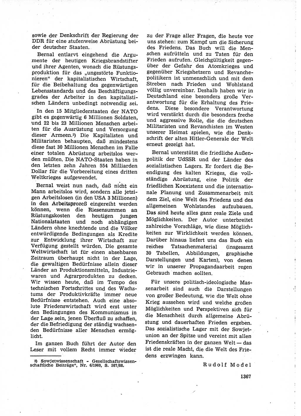 Neuer Weg (NW), Organ des Zentralkomitees (ZK) der SED (Sozialistische Einheitspartei Deutschlands) für Fragen des Parteilebens, 15. Jahrgang [Deutsche Demokratische Republik (DDR)] 1960, Seite 1367 (NW ZK SED DDR 1960, S. 1367)