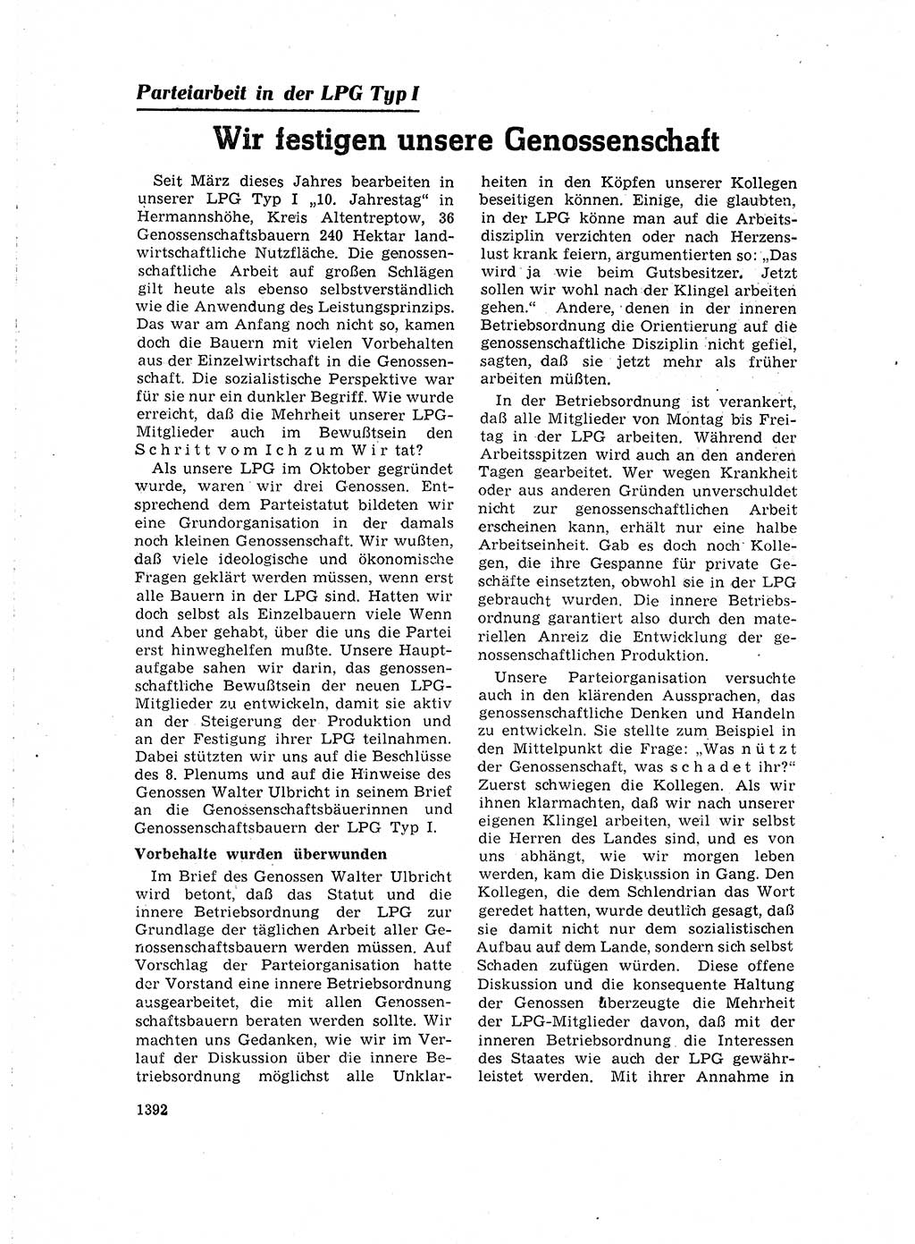 Neuer Weg (NW), Organ des Zentralkomitees (ZK) der SED (Sozialistische Einheitspartei Deutschlands) für Fragen des Parteilebens, 15. Jahrgang [Deutsche Demokratische Republik (DDR)] 1960, Seite 1392 (NW ZK SED DDR 1960, S. 1392)