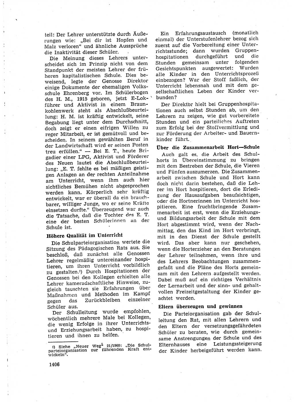 Neuer Weg (NW), Organ des Zentralkomitees (ZK) der SED (Sozialistische Einheitspartei Deutschlands) für Fragen des Parteilebens, 15. Jahrgang [Deutsche Demokratische Republik (DDR)] 1960, Seite 1406 (NW ZK SED DDR 1960, S. 1406)