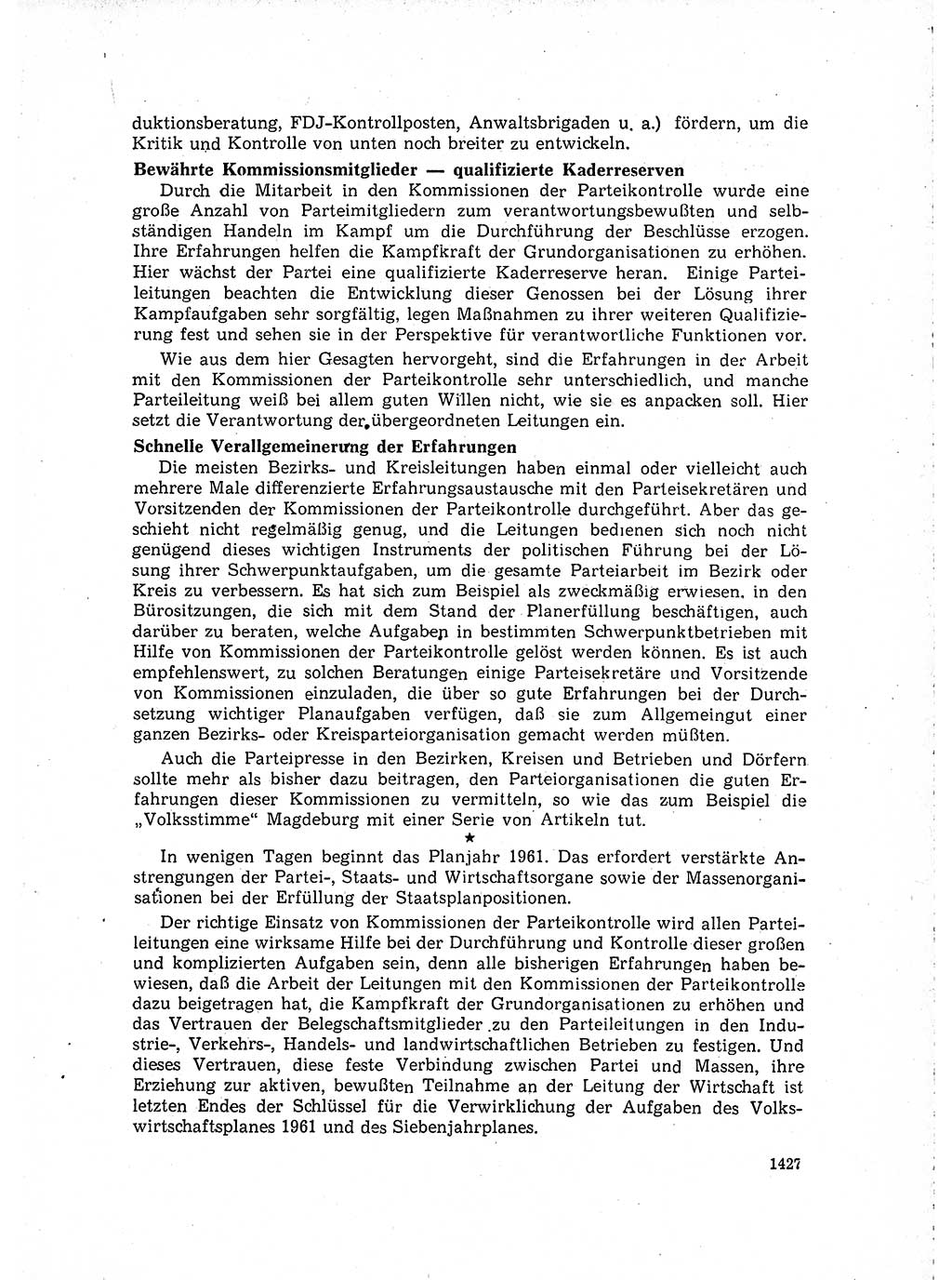Neuer Weg (NW), Organ des Zentralkomitees (ZK) der SED (Sozialistische Einheitspartei Deutschlands) für Fragen des Parteilebens, 15. Jahrgang [Deutsche Demokratische Republik (DDR)] 1960, Seite 1427 (NW ZK SED DDR 1960, S. 1427)