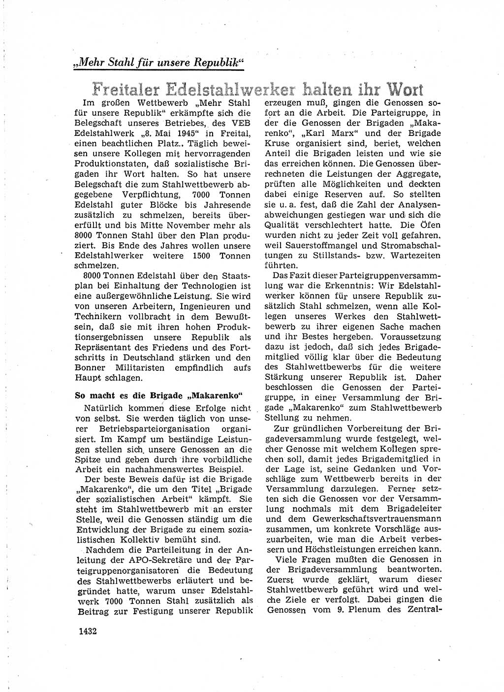 Neuer Weg (NW), Organ des Zentralkomitees (ZK) der SED (Sozialistische Einheitspartei Deutschlands) für Fragen des Parteilebens, 15. Jahrgang [Deutsche Demokratische Republik (DDR)] 1960, Seite 1432 (NW ZK SED DDR 1960, S. 1432)