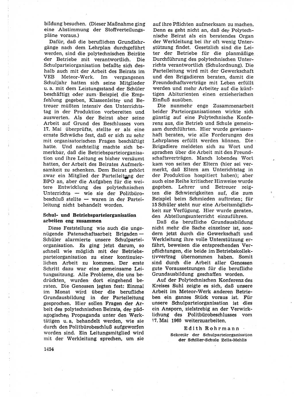 Neuer Weg (NW), Organ des Zentralkomitees (ZK) der SED (Sozialistische Einheitspartei Deutschlands) für Fragen des Parteilebens, 15. Jahrgang [Deutsche Demokratische Republik (DDR)] 1960, Seite 1454 (NW ZK SED DDR 1960, S. 1454)