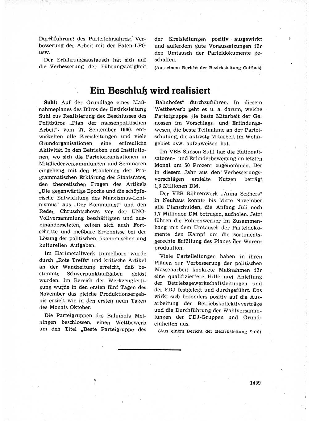 Neuer Weg (NW), Organ des Zentralkomitees (ZK) der SED (Sozialistische Einheitspartei Deutschlands) für Fragen des Parteilebens, 15. Jahrgang [Deutsche Demokratische Republik (DDR)] 1960, Seite 1459 (NW ZK SED DDR 1960, S. 1459)