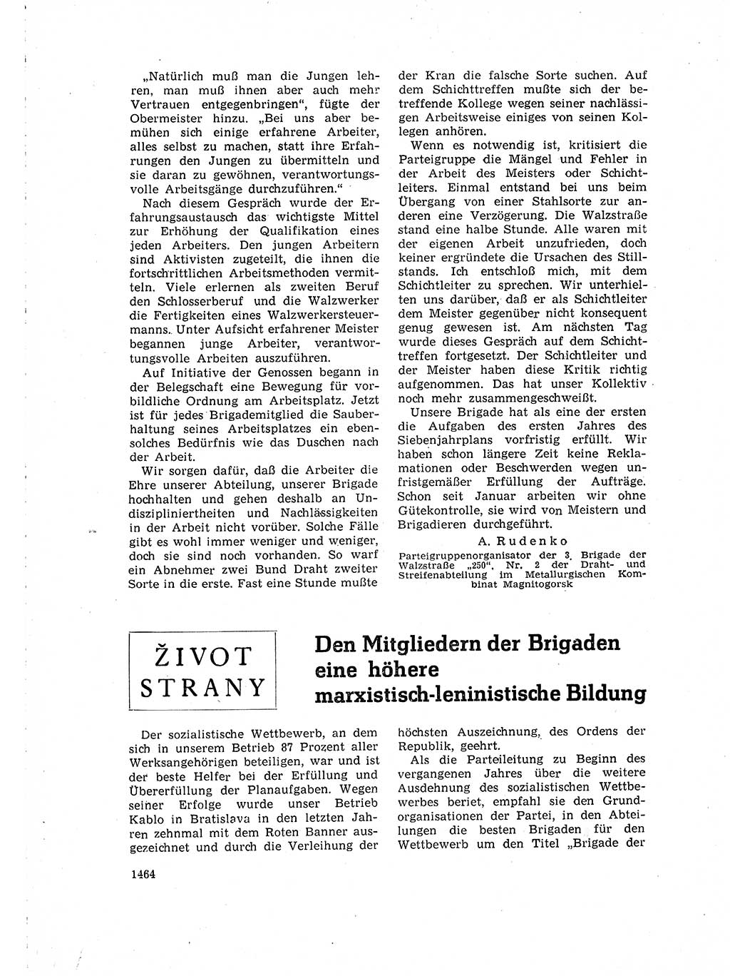 Neuer Weg (NW), Organ des Zentralkomitees (ZK) der SED (Sozialistische Einheitspartei Deutschlands) für Fragen des Parteilebens, 15. Jahrgang [Deutsche Demokratische Republik (DDR)] 1960, Seite 1464 (NW ZK SED DDR 1960, S. 1464)