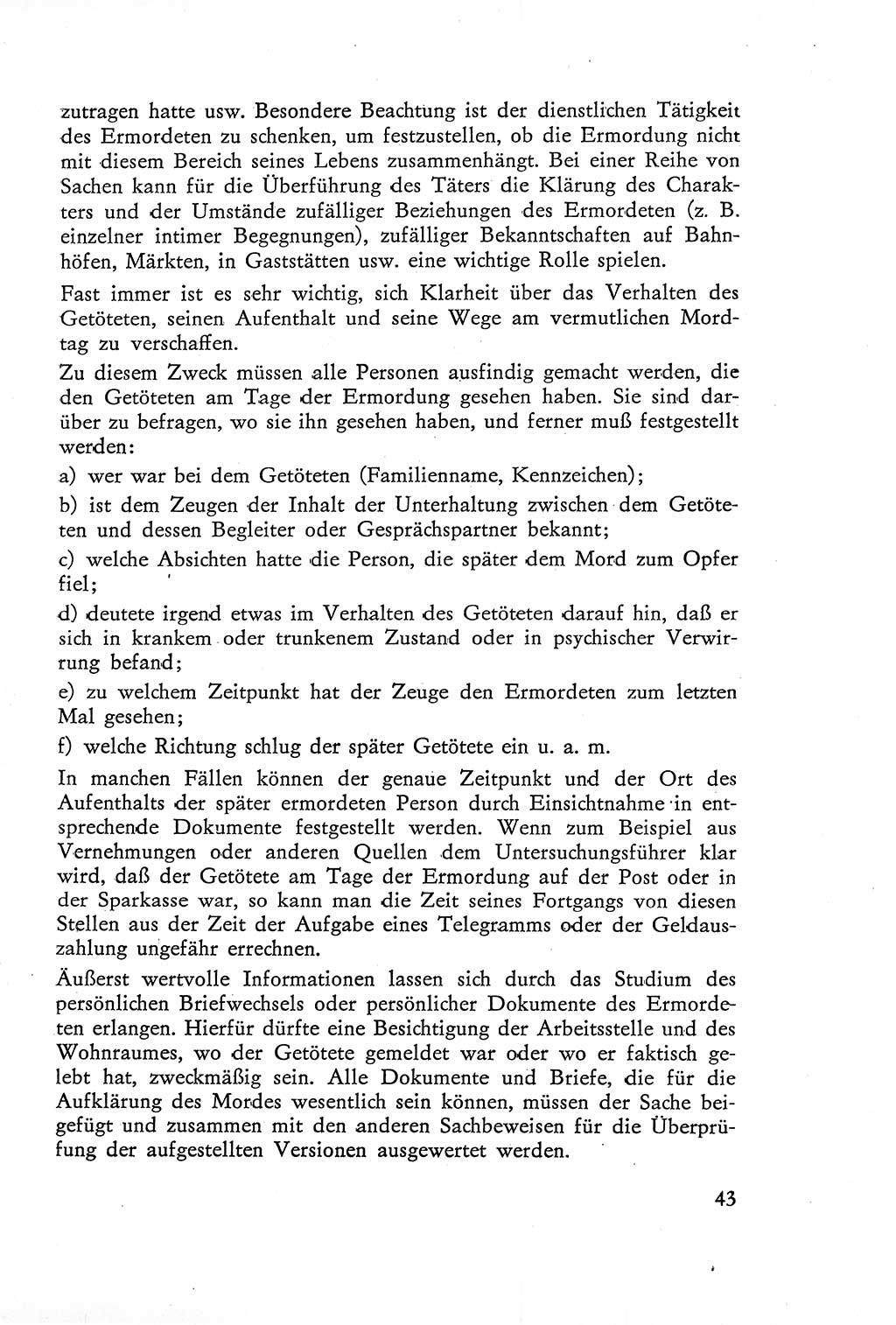 Die Untersuchung einzelner Verbrechensarten [Deutsche Demokratische Republik (DDR)] 1960, Seite 43 (Unters. Verbr.-Art. DDR 1960, S. 43)