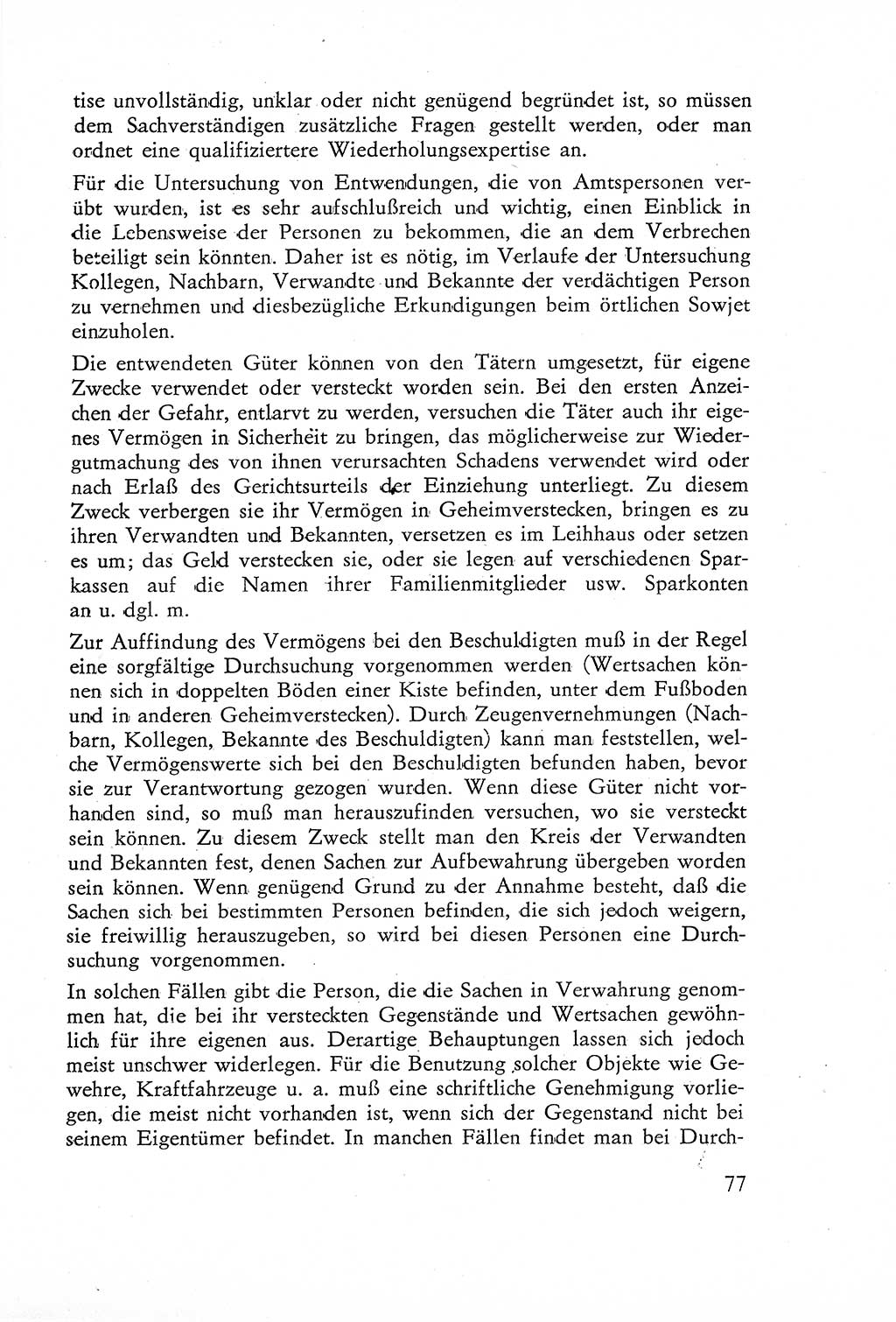 Die Untersuchung einzelner Verbrechensarten [Deutsche Demokratische Republik (DDR)] 1960, Seite 77 (Unters. Verbr.-Art. DDR 1960, S. 77)