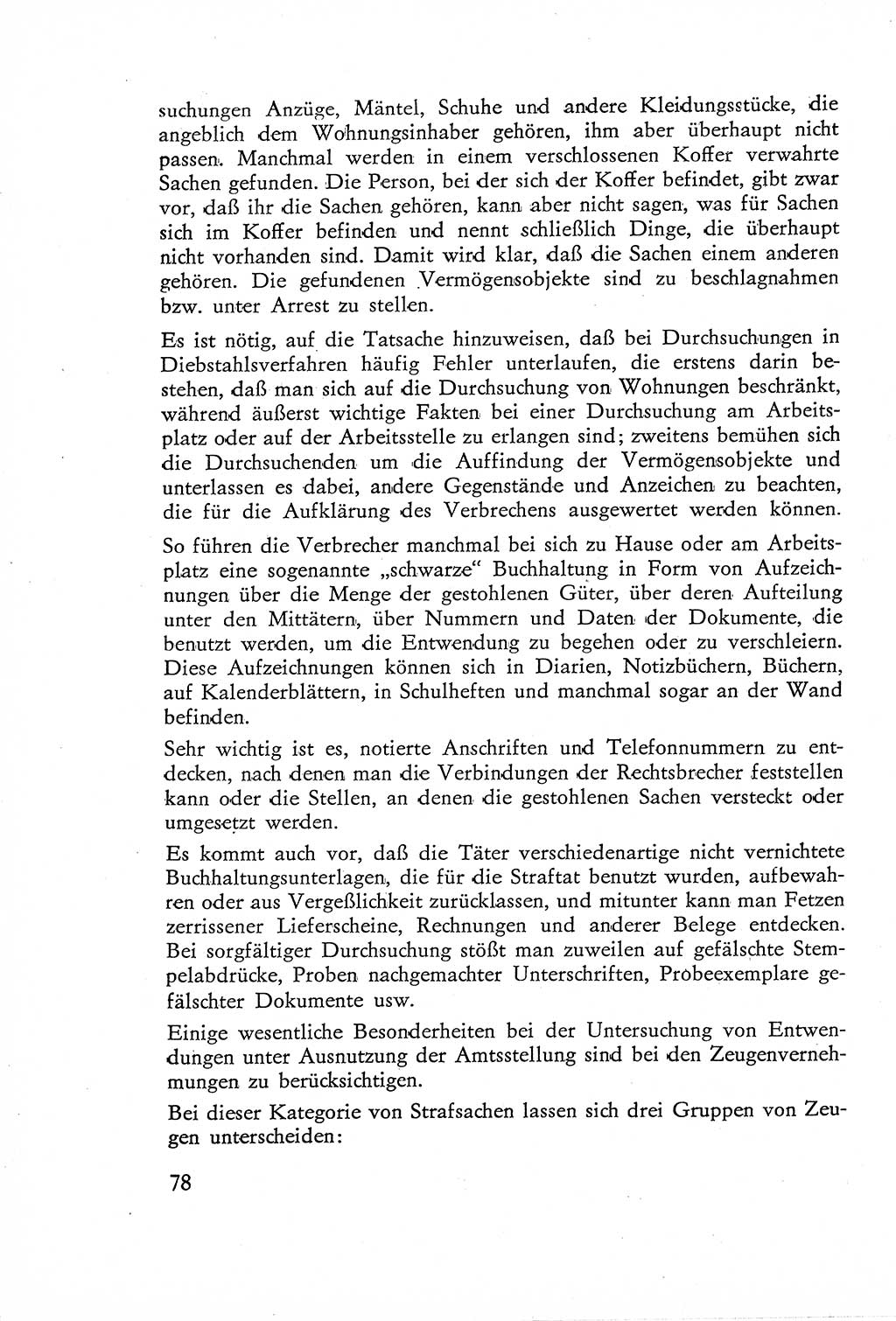 Die Untersuchung einzelner Verbrechensarten [Deutsche Demokratische Republik (DDR)] 1960, Seite 78 (Unters. Verbr.-Art. DDR 1960, S. 78)
